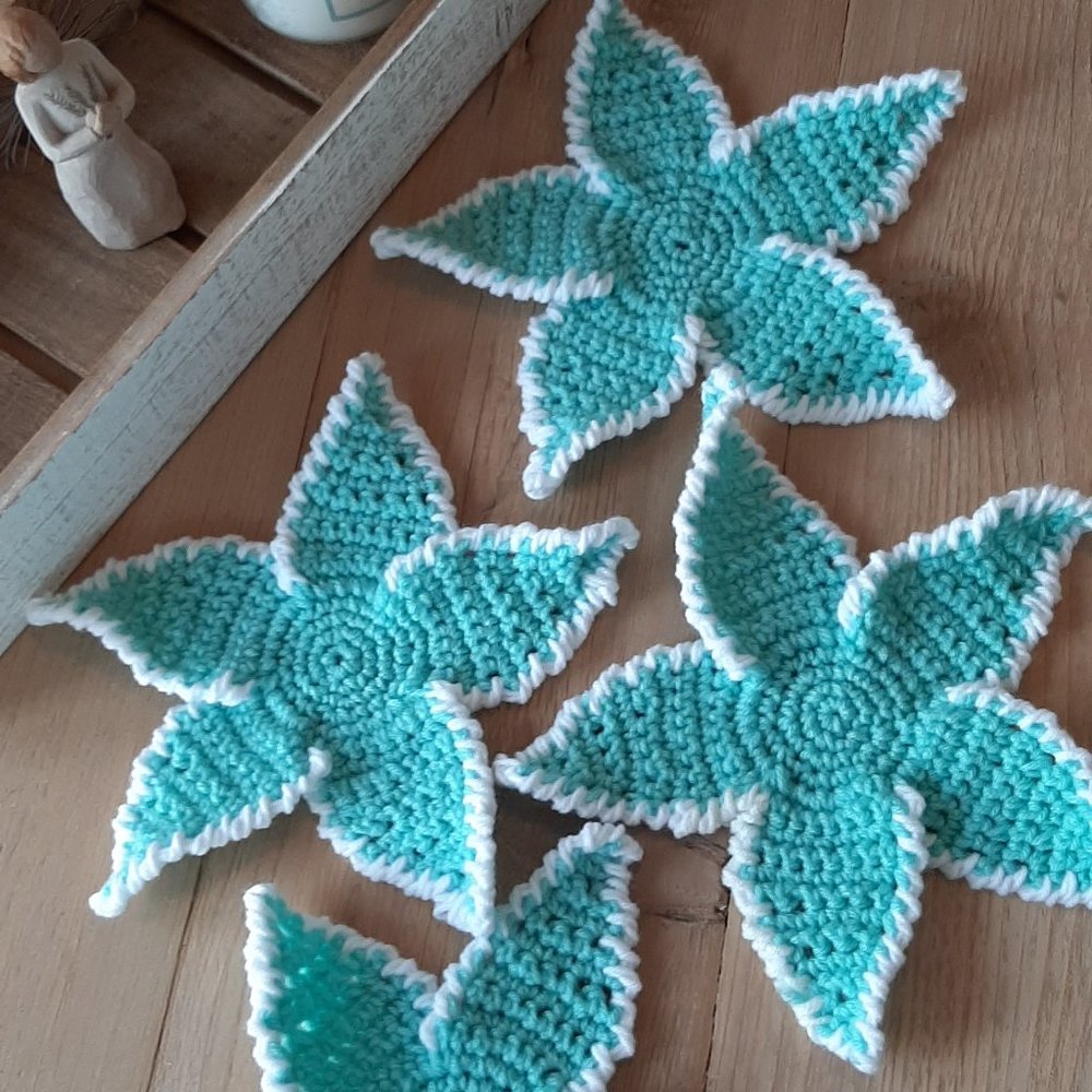 crochet starfish coasters set of 4
